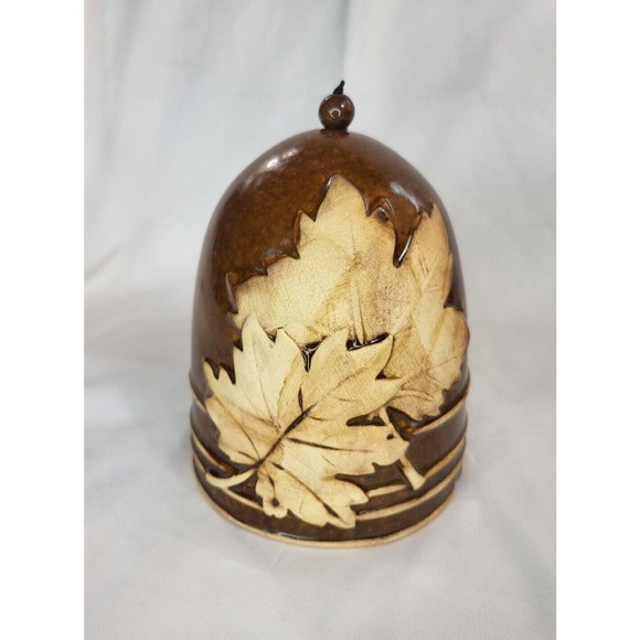Beautiful Pottery Wind Chime Fall Leaves Motif Nice Ornament - Picture 2 of 5